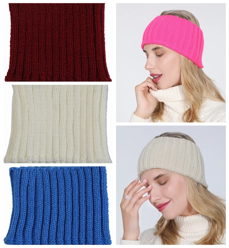 

Autumn Winter Women Warm Ponytail Hat Lady Wide Stretch Knitted Headband Hairband Headwrap Hair Accessories