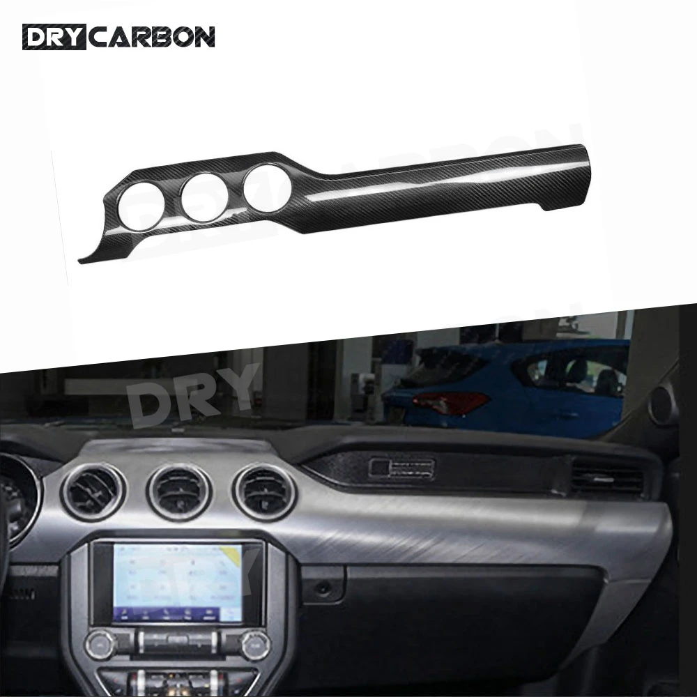 

Накладки из сухого карбона для интерьера автомобиля, наклейки на панель приборов, декоративные элементы, аксессуары для Ford Mustang 2015-2023
