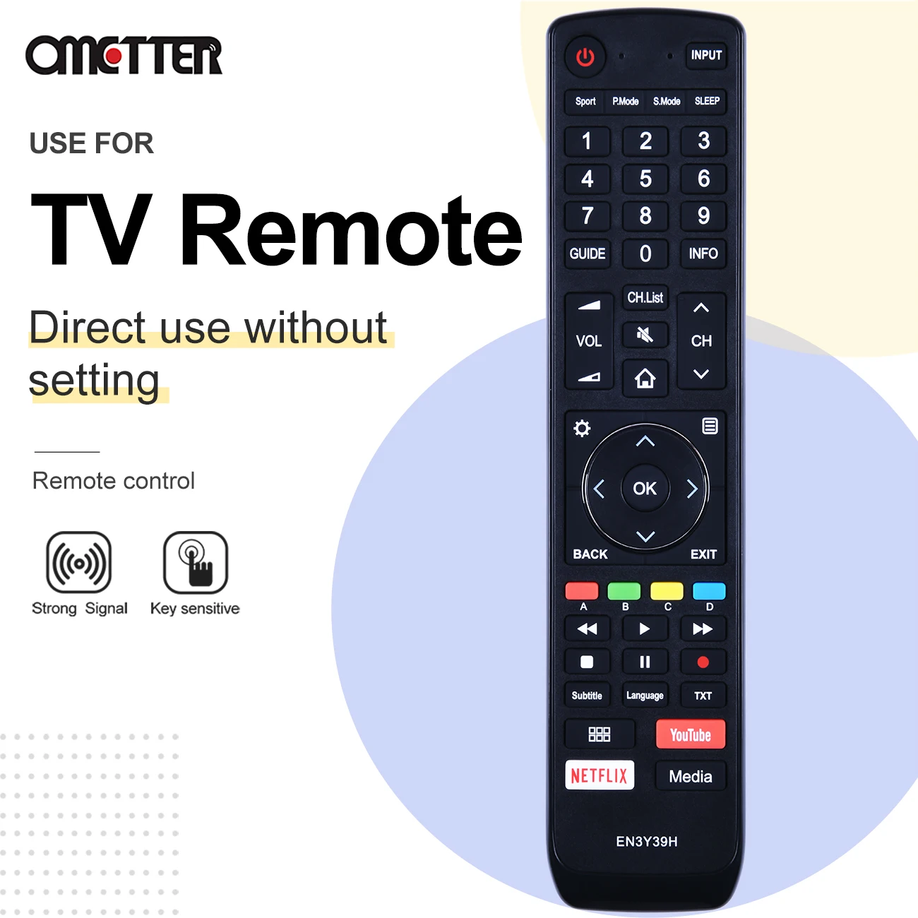 

New EN3Y39H for Hisense LCD Smart TV remote control for H50U7A H55U7A H65U7A H43A6500 H50A6500 H55A6500 H65A6500