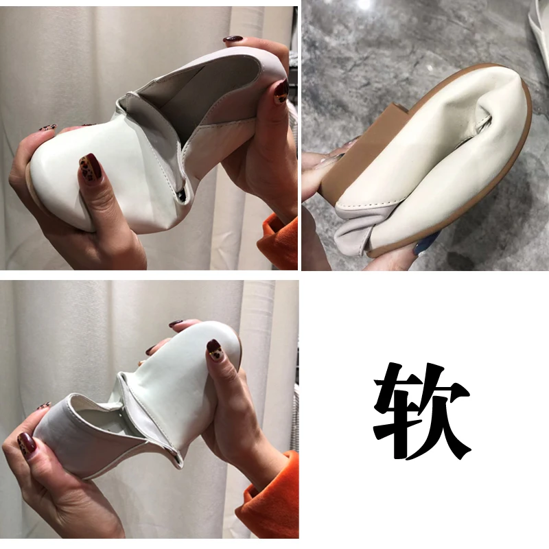 

3 шт. 2020 новый стиль a педаль wan белые мокасины на плоской подошве кожаная сказочная мягкая обувь lykj-yx