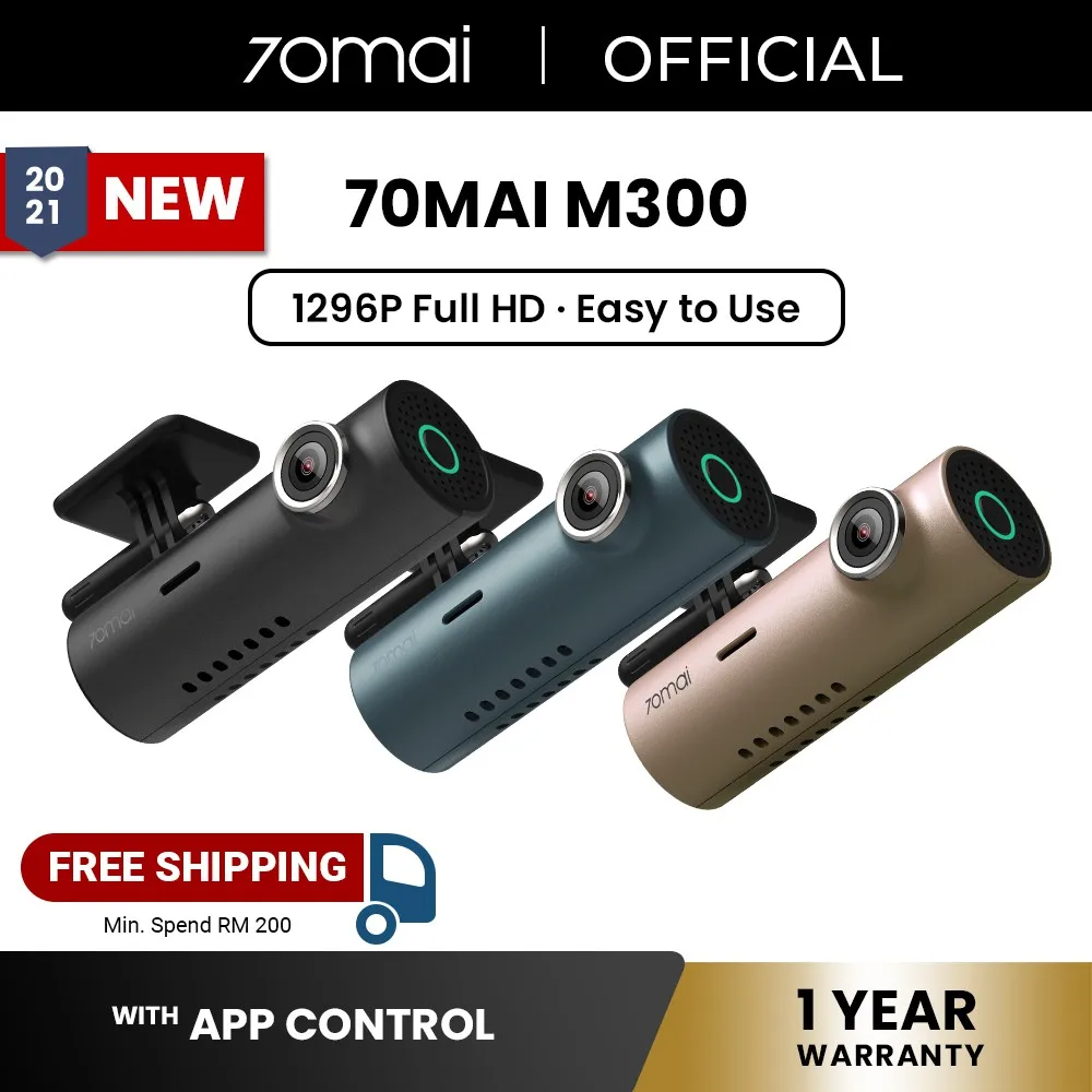 

70mai M300 Car Recorder Dash Cam 1296P 140 FOV WDR App Control Parking Mode