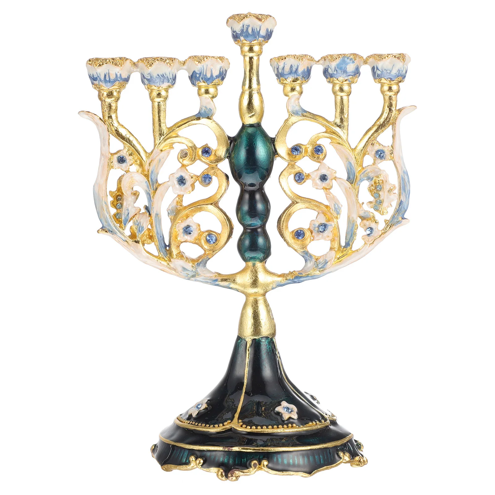 

Holder Stand Candlestick Menorah Decor Jewish Light Branch Votive Holders Wedding Jerusalem Enamel Retro Chanukah Candle holder