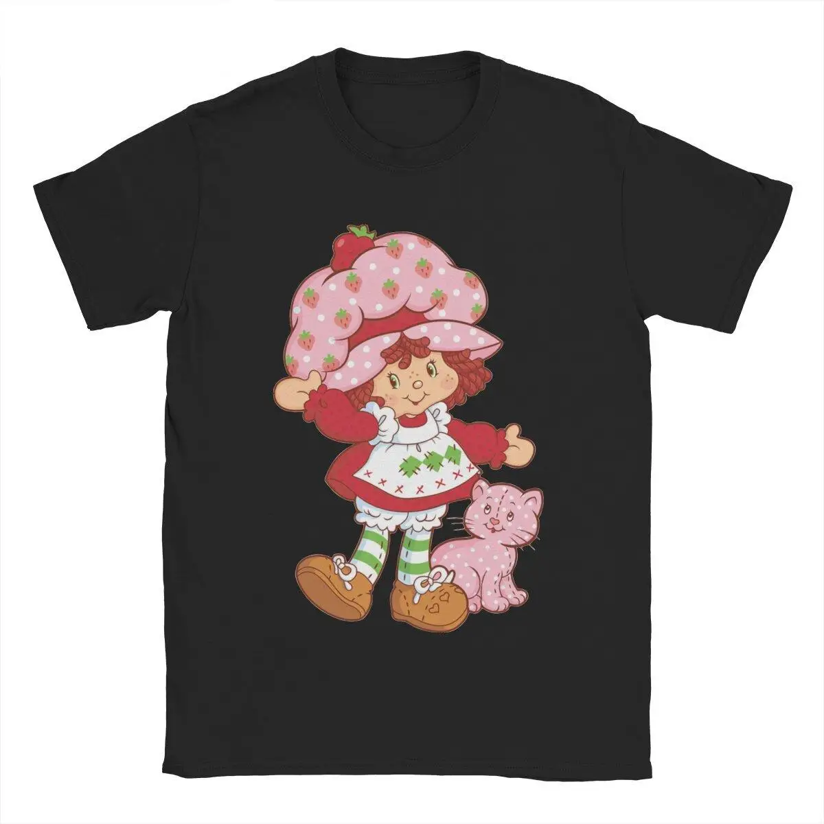 

Men Strawberry Shortcake Girl Anime T Shirt 100% Cotton Clothing Funny Short Sleeve Crew Neck Tees Summer T-Shirts