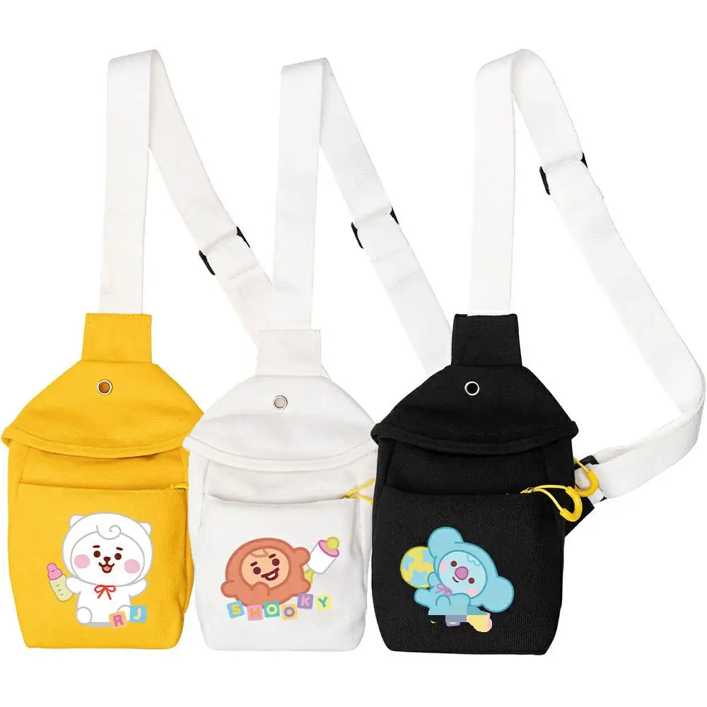 

KPOP Bangtan Boys Canvas Waist Bag BABY Cartoon Student Oblique Bag Outdoor Casual Simple Chest Bag Gift SUGA JIN Fan Collectio