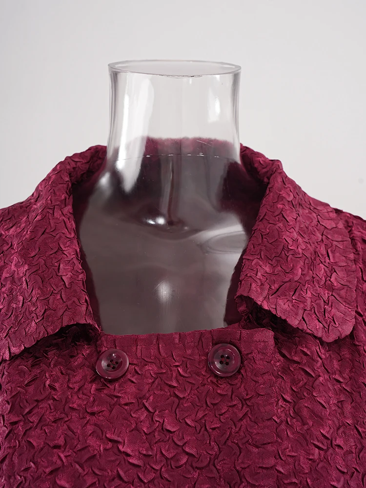 LANMREM осенне-зимний плиссированный длинный плащ женский модный красный