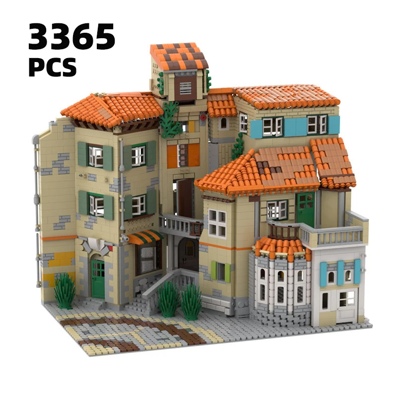 

Italy local architecture MOC Modular house bricks set City street view scene model Iconic apartment buildings blocks kit gifts