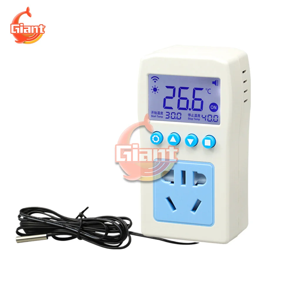 

WTAC-W WIFI AC110-220V Remote Temperature Controller Digital Display Intelligent Automatic Temperature Controller with Probe