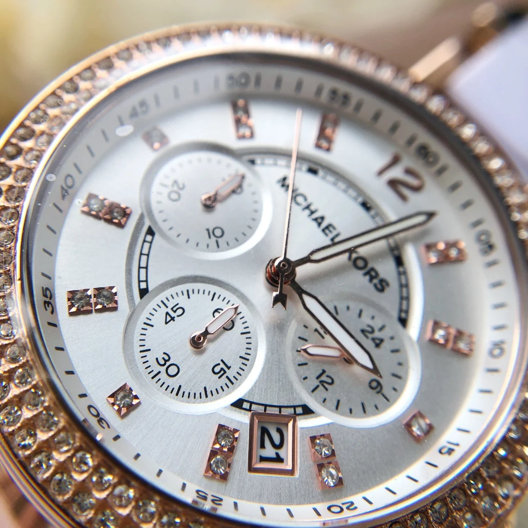 Фото Женские роскошные дизайнерские часы Michael Kors Parker MK-5774, водонепроницаемые кварцевые часы с бриллиантами, модные наручные часы, подарок для подруги №3