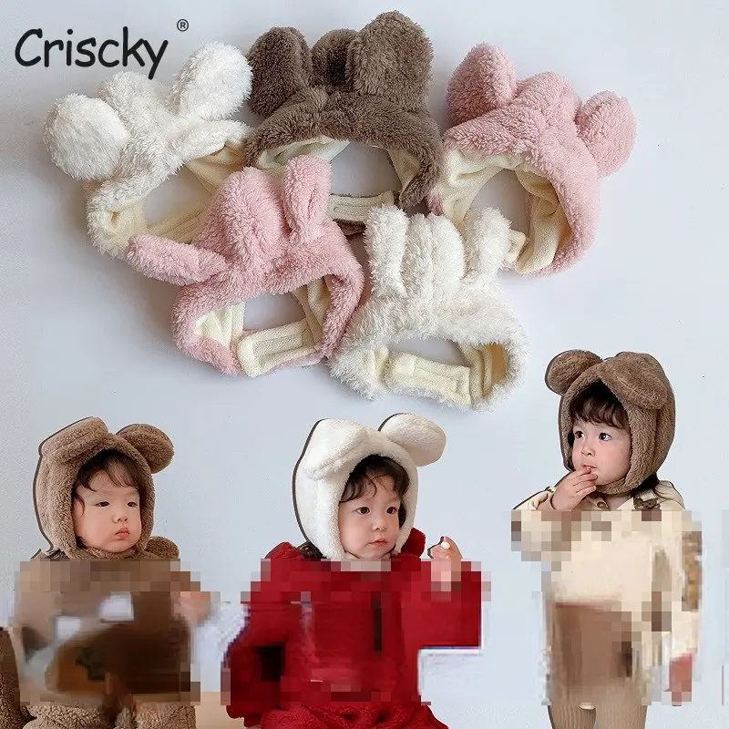 

Criscky 2022 Cute Cartoon Baby Hat Winter Soft Warm Boy Girl Hats Cute Solid Color Infant Toddler Cap Bonnet Kids Caps