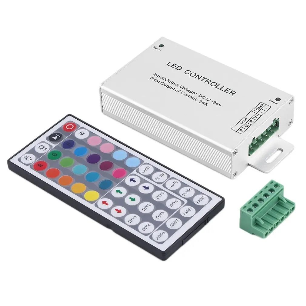 

Новое поступление DC 12V 24A 288W 44key ИК пульт дистанционного управления RGB 3528 5050 SMD Светодиодная лента многоцветная портативная прочная
