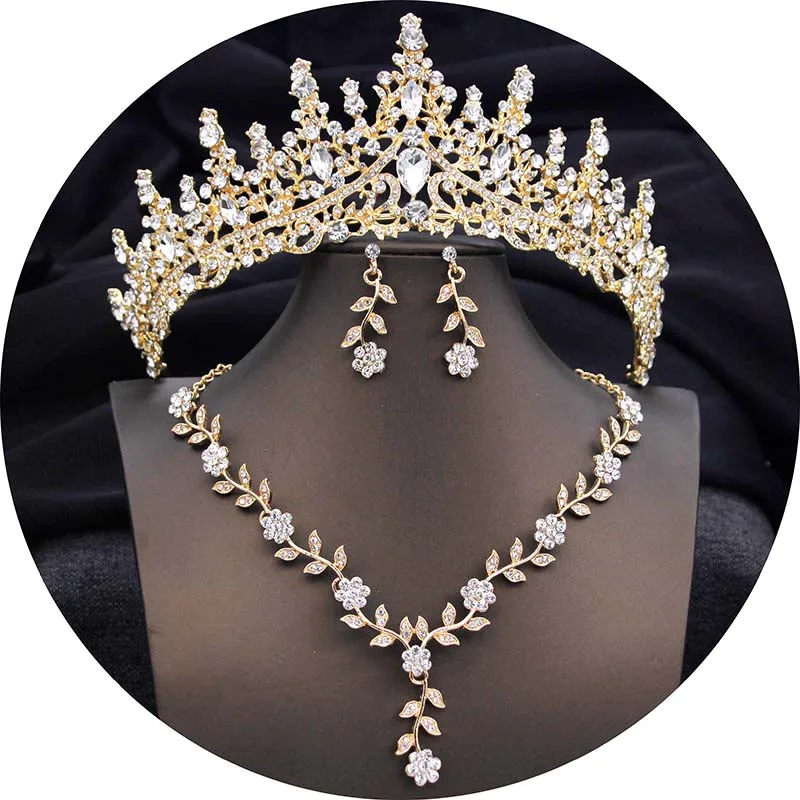 Женская тиара и короны Свадебный комплект из колье серёг 11 цветов