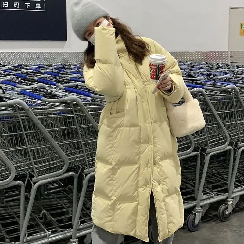 2023 New Korean Stylish Jacket Women Winter Parkas Solid Long Sleeve Loose Thicken Warm Female Snow Wear Fashion Overcoat O61