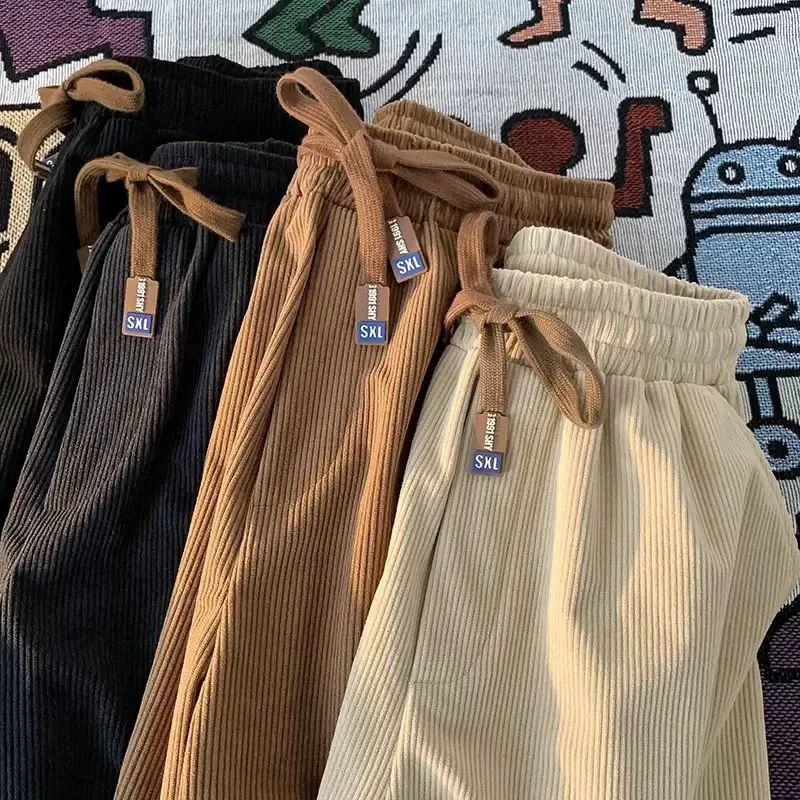 Мужские зимние повседневные брюки свободного кроя с прямыми штанинами