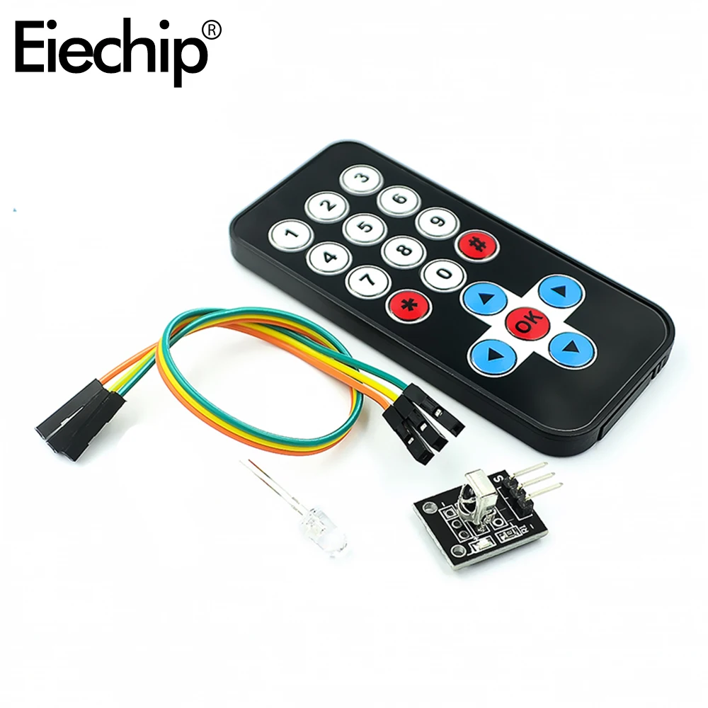 Eiechip 1set For Arduino Infrared IR Wireless Remote Control Module Kits DIY Kit HX1838 For Arduino Raspberry Pi Control Board