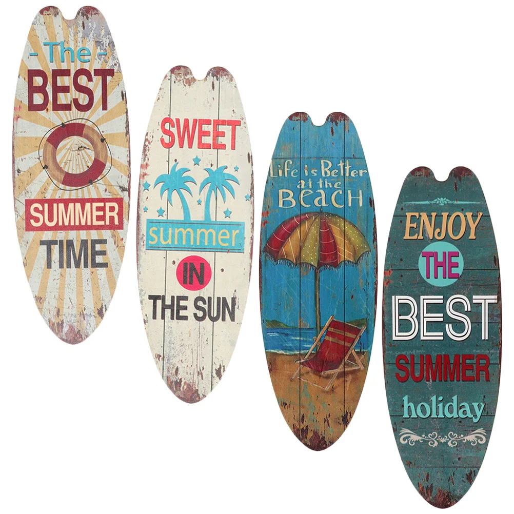 

Surfboard Wooden Sign Decor Hanging Ornament Wall Home Signs Plaque Beach House Indoor Crafts