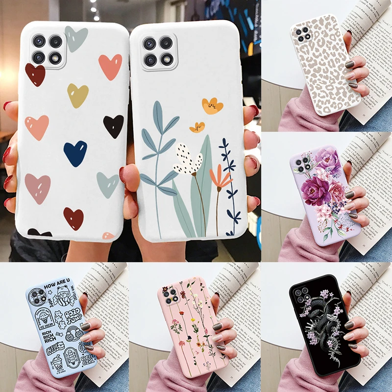 Мягкий чехол для Samsung Galaxy A22, A22S, телефонный чехол с милыми цветами, бабочками, чехлы из ТПУ, чехол для Samsung A22, A 22S, чехлы-бамперы