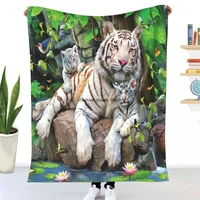 3d tiger blanket super soft for spring autumn modern line art sherpa blanket bedspread throw travel