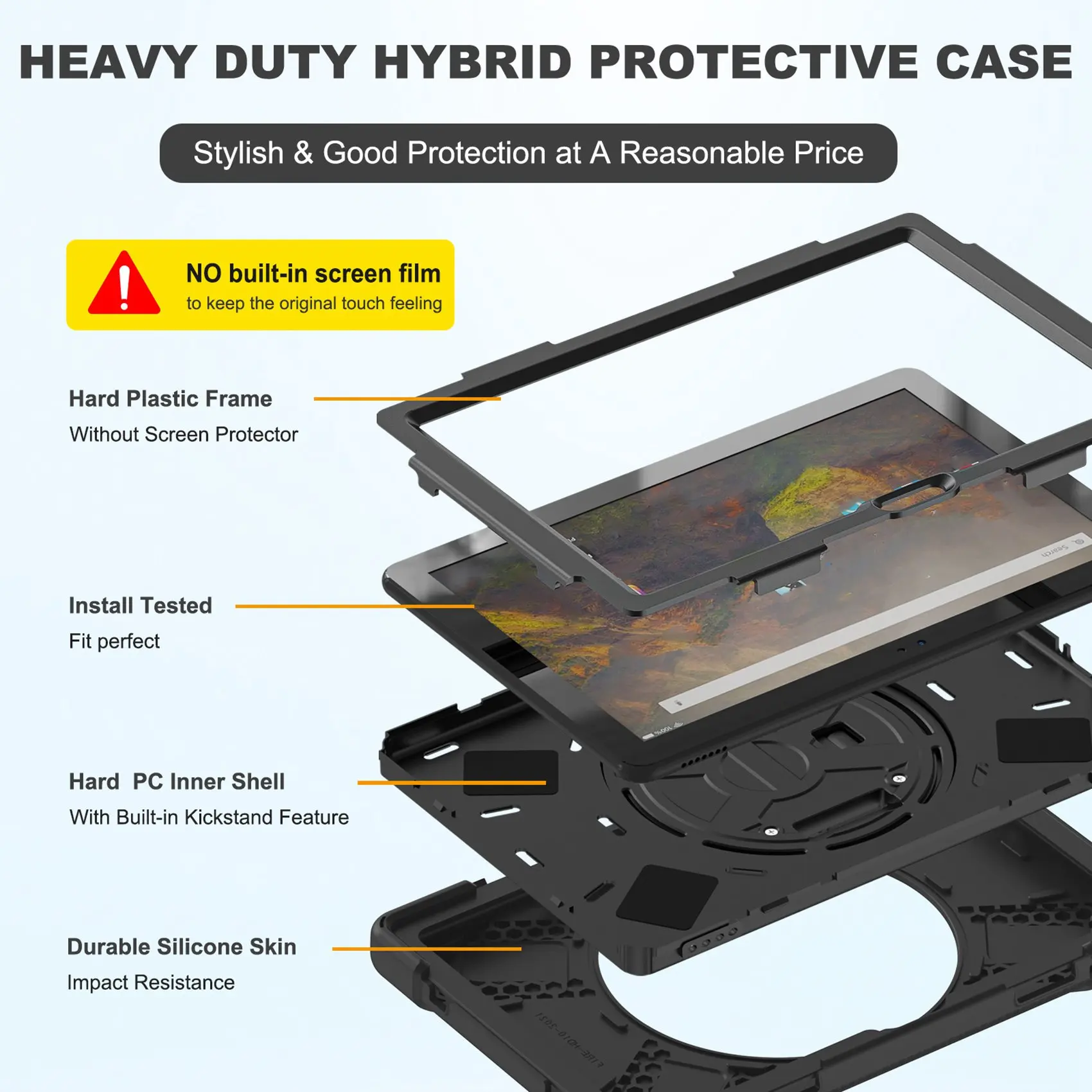 Фото ABFN-For Fire HD 10Plus 11-го поколения (версия 2021 года) силиконовый защитный чехол с ремешком на руку, 261X179x23 мм №2