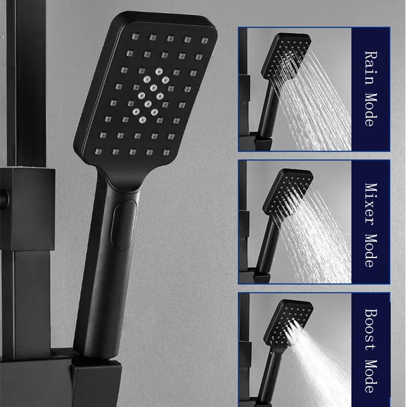 Матовая черная цифровая душевая система 12-дюймовой дождевой душевой насадки из