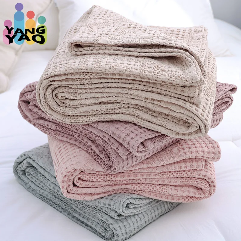 

Solid Muslin Cotton Blankets for Beds Baby Waffle Plaid Car Nap Couch Sofa Throw Blanket Double Soft Home Cover Sheet Bedspreads