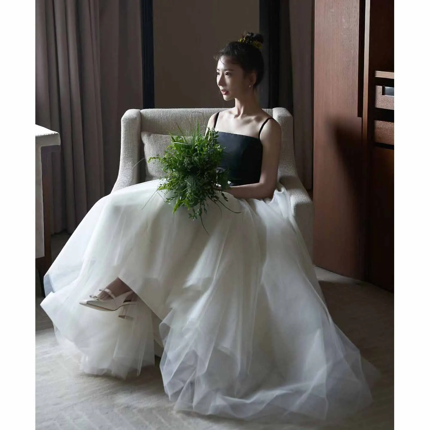 

OEING Square Collar Luxury Formal Evening Dresses Chiffon Pleat Sleeveless 프롬드레스 Floor Length Elegant Prom Growns Party Women