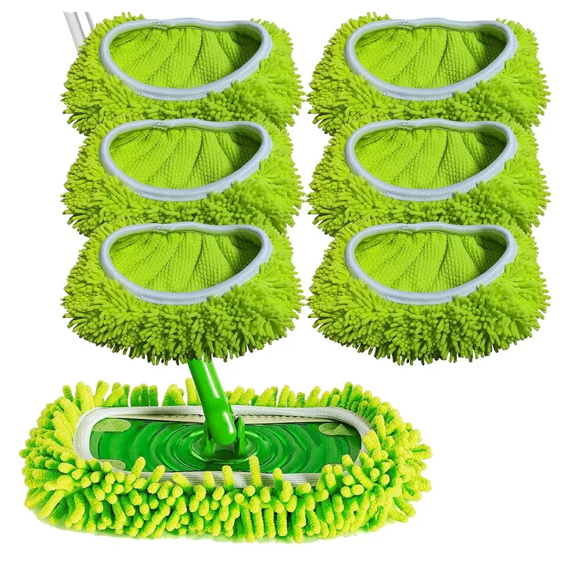 

Wet/Dry Chiffon For Swiffer Sweeper Mop Cloths/Pads Microfiber Hardwood Floor Mop Pad Wet And Dry Flip Mop 6Pack