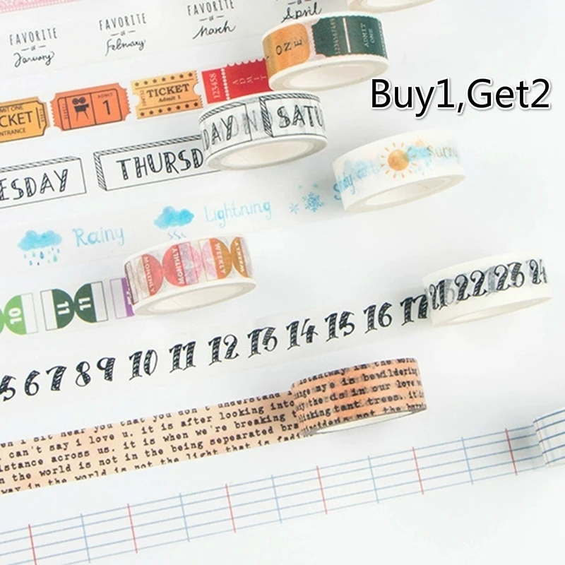 

1Roll Random Creative DIY Paper Washi Tape Cartoon Letters Numbers Decorative Adhesive Tape Masking Tape Stickers
