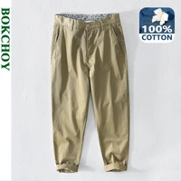 2022 spring summer new men straight cargo pants fit 100 cotton plus size casual trousers ga z390
