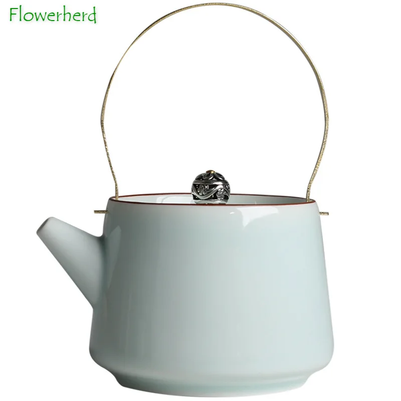 Керамический чайник цвета индиго глазури в японском стиле ручка чайный горшок