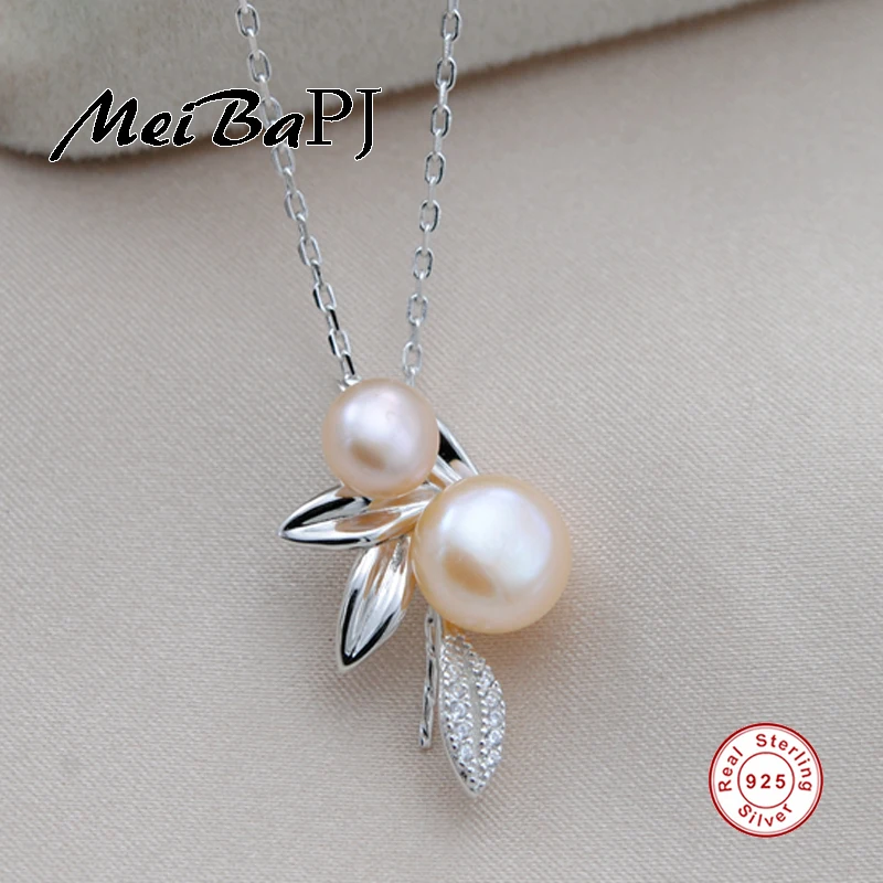 

[MeiBaPJ]sterling-silver-jewelry Top Quality Dragonfly Pendant Freshwater Pearl Jewelry Necklace pendant for women 45cm chain