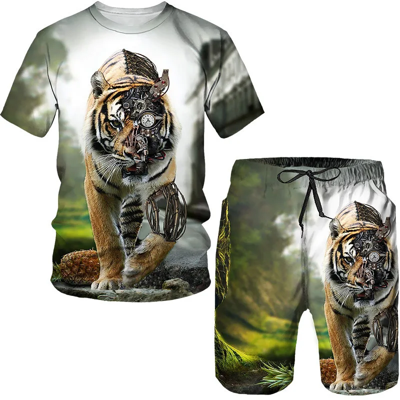 

Large Size S-6XL 28 Colors Men's Suits 3D Digital Printed Animal Picture Short Sleeved Shorts Men's Quality Beach Sweatpants