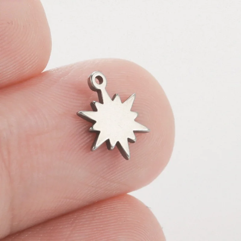 

WZNB 5Pcs/lot Stainless Steel Sun Flower Charms for Jewelry Making Earring Pendant Necklace Accessories Craft Diy Material