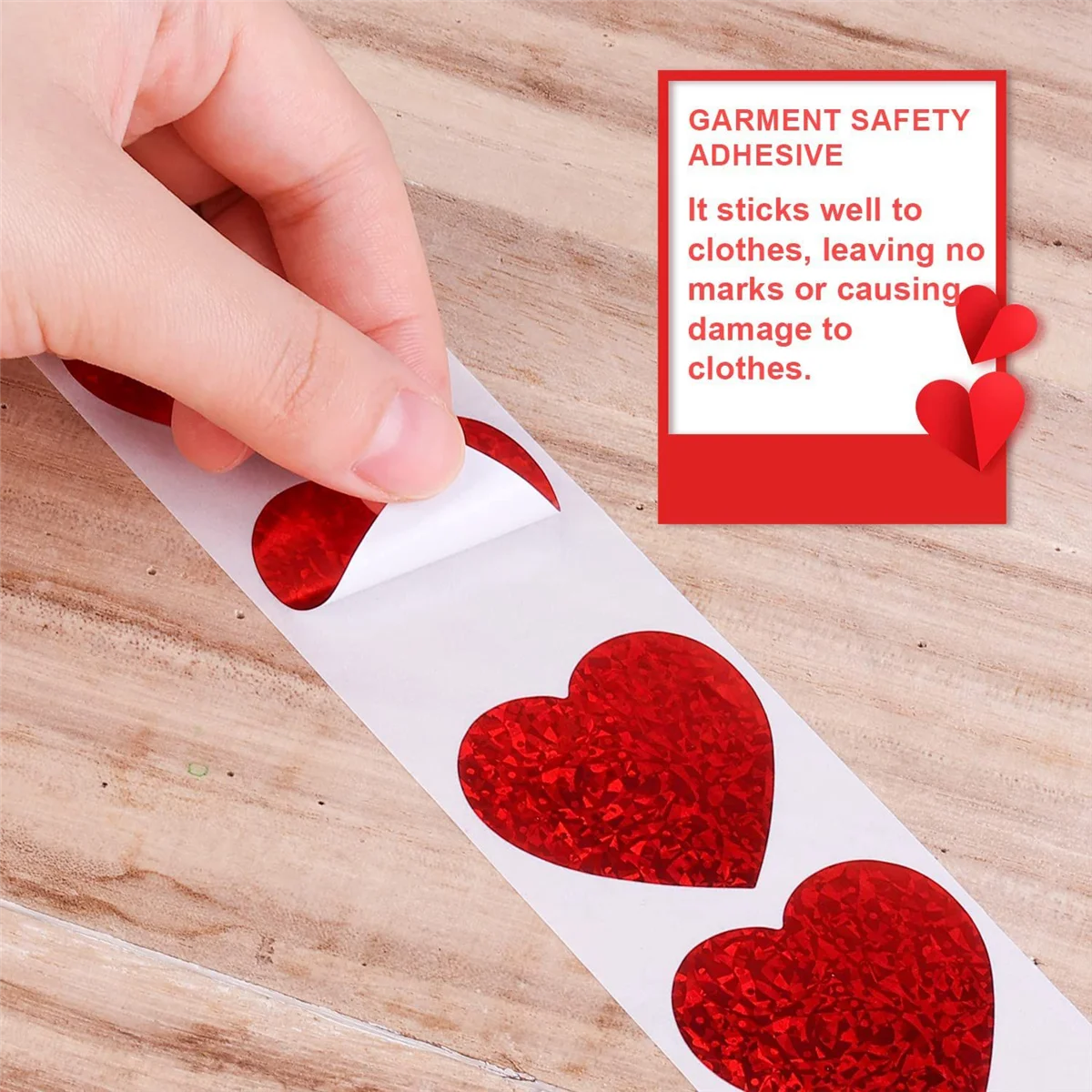 

500Pcs Heart Stickers, 1.5 Inch Heart Scrapbook Sticky Love Self Adhesive Labels for Valentine's Day,Wedding,Party(Red)