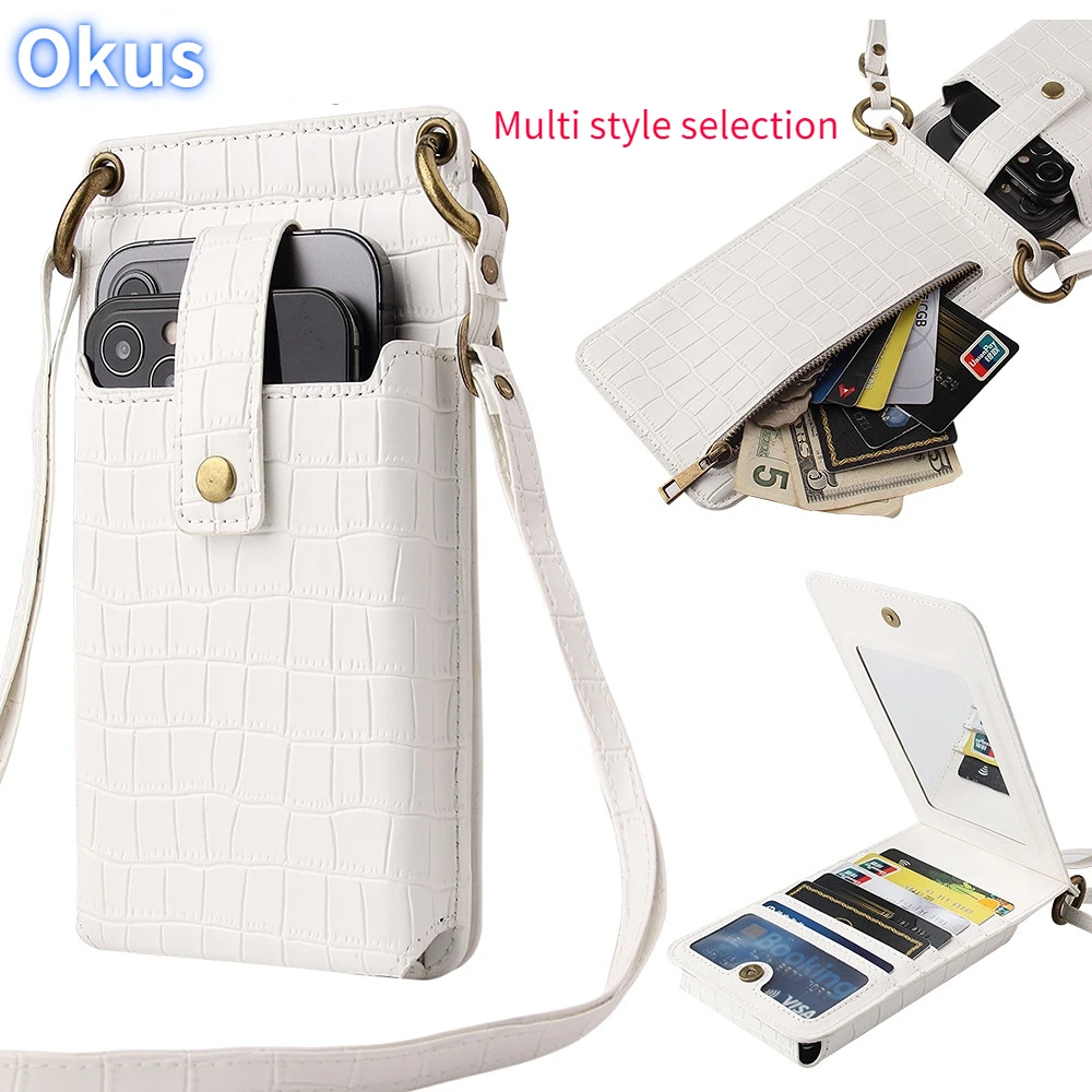 

Женская сумка для мобильного телефона, новинка 2022, многофункциональный вертикальный ретро мини-кошелек на одно плечо с крокодиловым узором