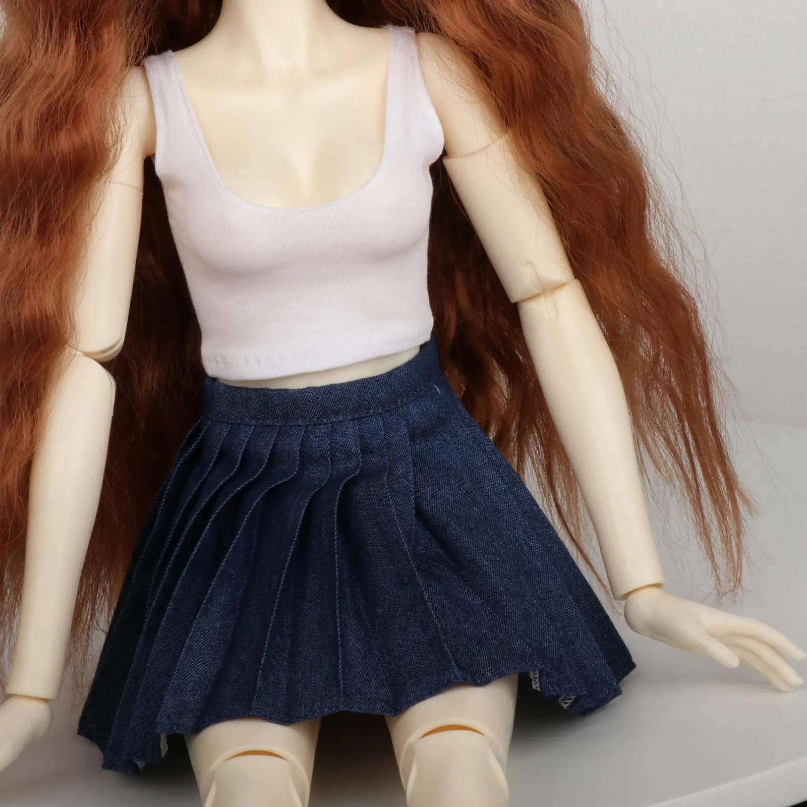 

Жилет и джинсовая юбка для шарнирной куклы 1/3, женская кукла, наряды ручной работы, повседневная одежда «сделай сам», 24 дюйма, 60 см, женская модель, детская игрушка