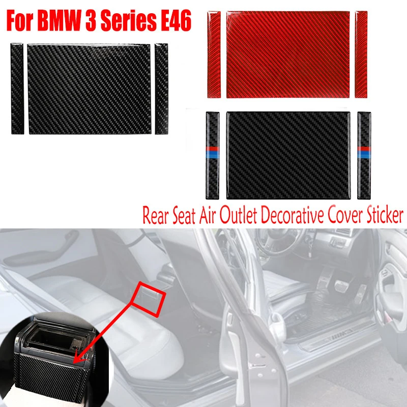 

For BMW 3 Series E46 1998-2005 Real Carbon Fiber Car Accessories Interior Parts Rear Row Air Outlet Decorative Cover Sticker