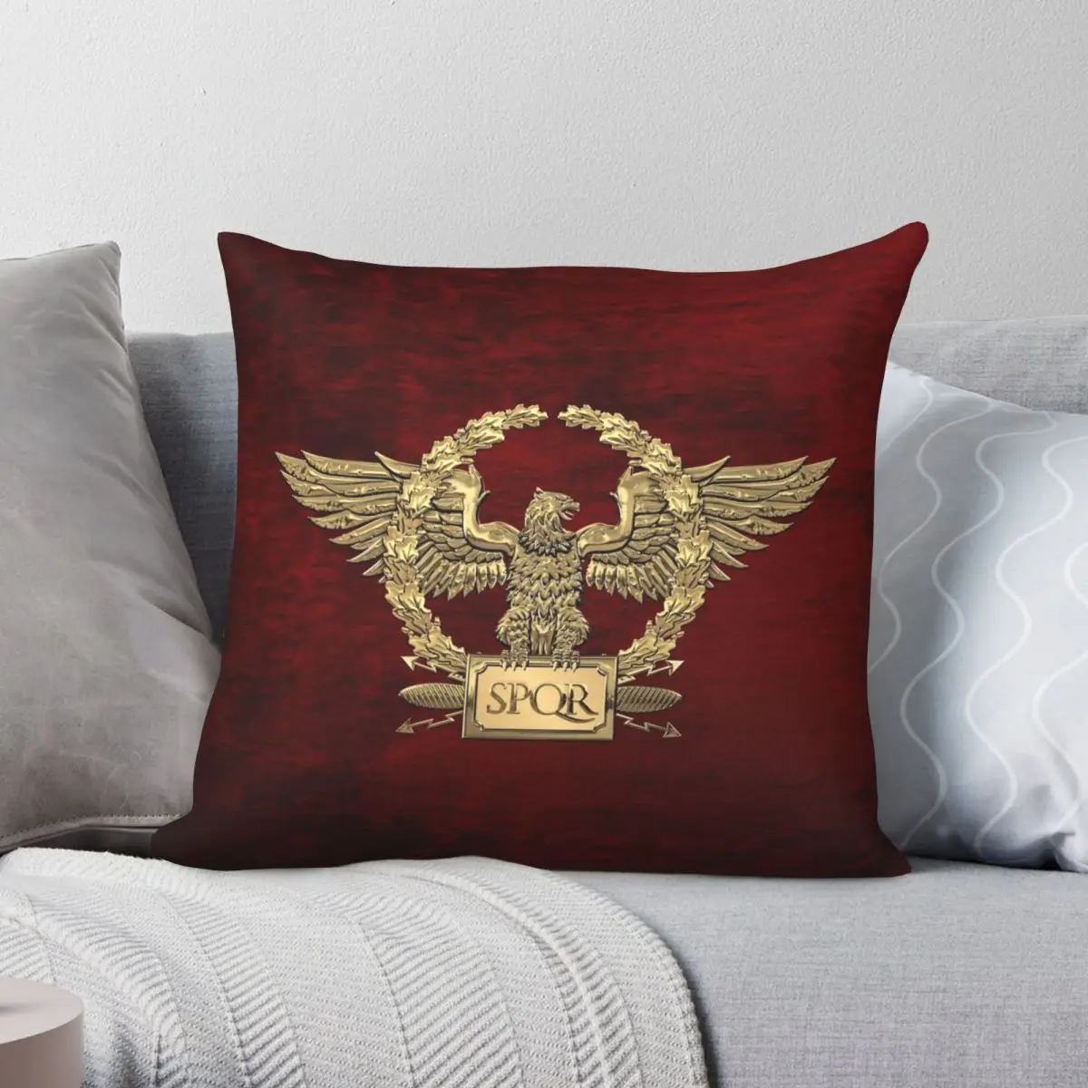 

Gold SPQR Square Pillowcase Polyester Linen Velvet Creative Zip Decor Throw Pillow Case Car Cushion Cover