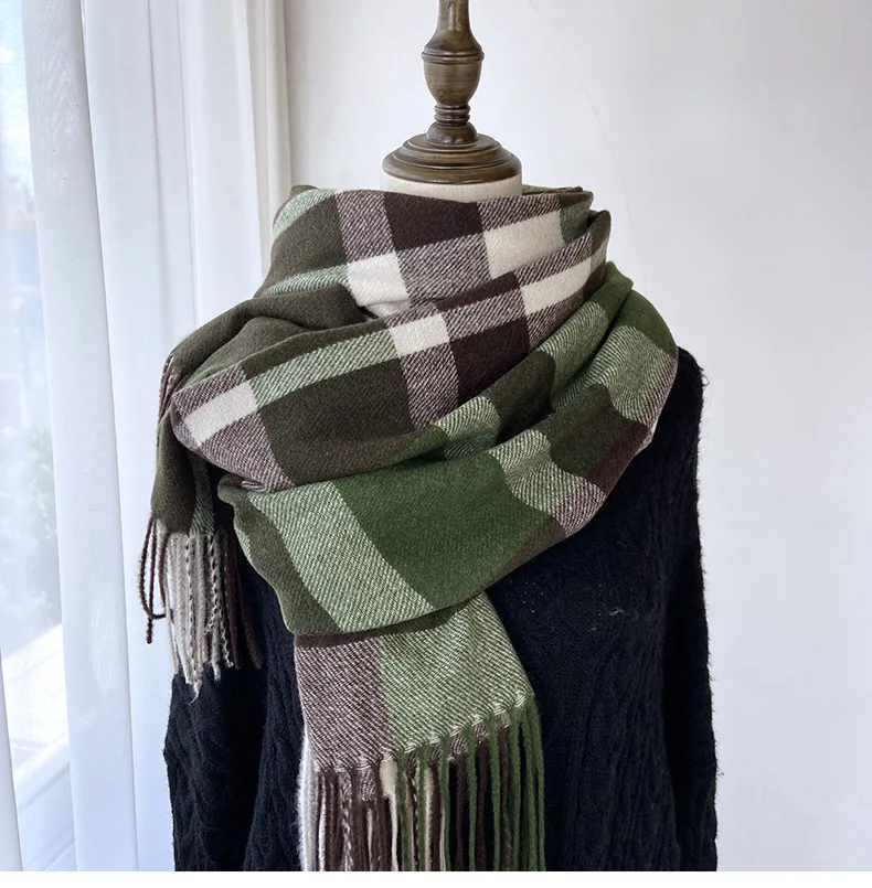 

2023 Scarves Women Knitted Elegant Plaid Lovey Girl Winter Keep Warm College Fashionable Leisure Chic Classy Female Accessories