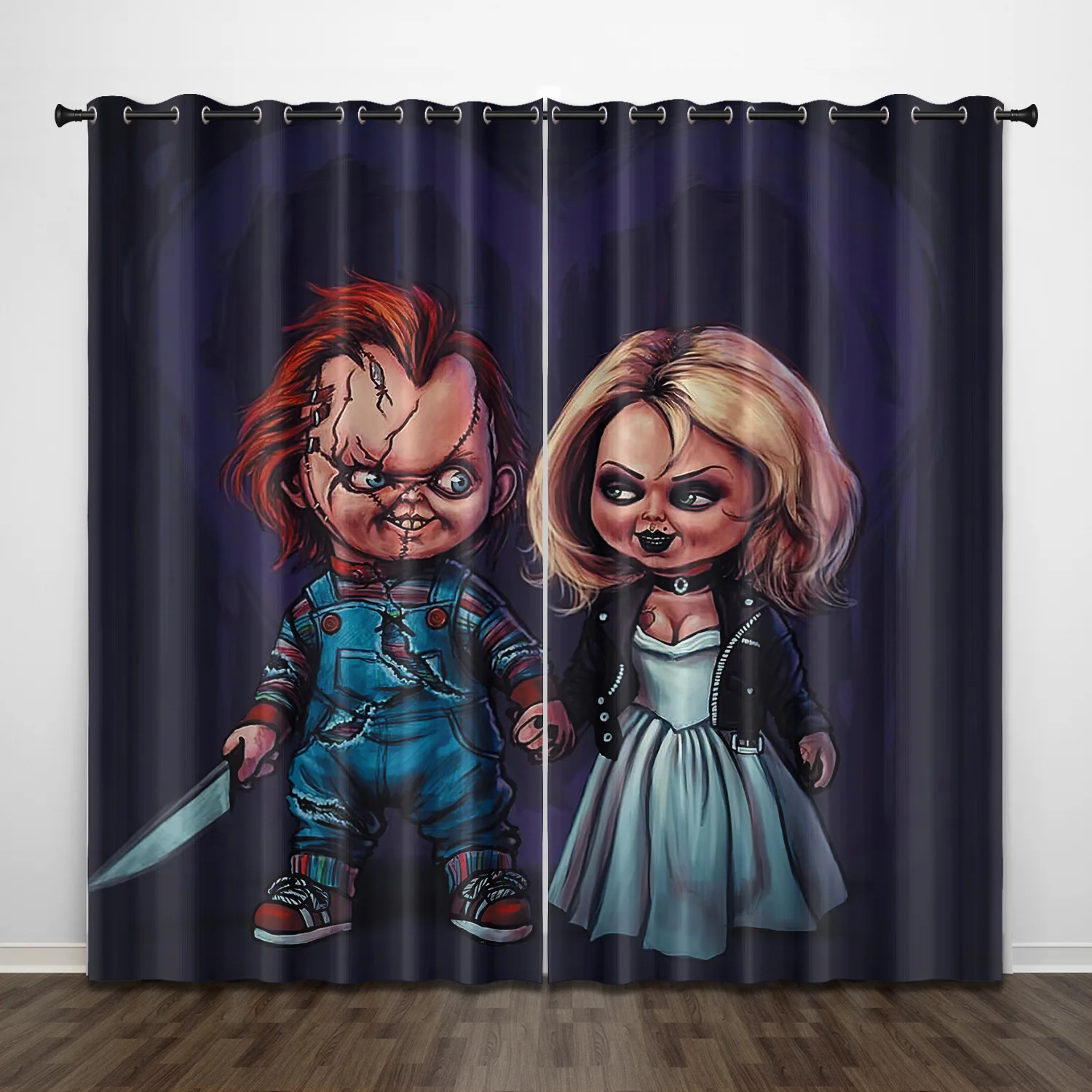 

Indecor Chucky Child Play 3D Printing Blackout Curtain for Kids Adults Bedroom Living Room Home Decor