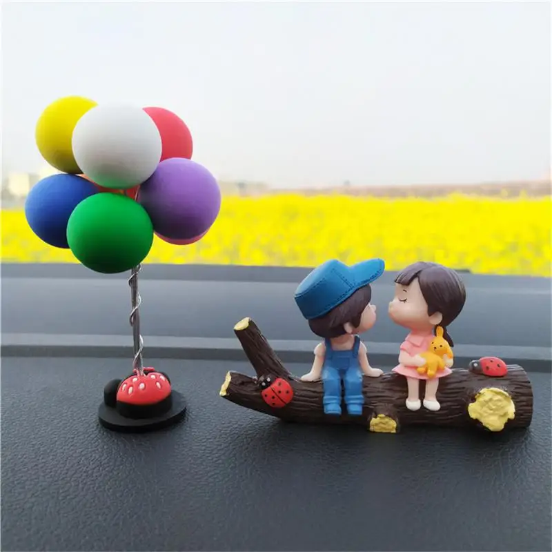 

Car Decoration Cute Cartoon Couples Action Figure Figurines Balloon Ornament Auto Interior Dashboard Accessories for Girls Gifts