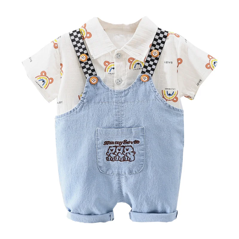 

New Summer Baby Boys Clothes Suit Children Girls Fashion Cotton Shirt Overalls 2Pcs/Sets Toddler Casual Costume Kids Tracksuits