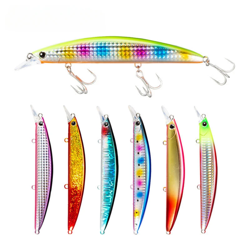 

Thekuai 130mm 23g Long Casting Floating Wobbler Minnow Hard Bait Flounder Sea Bass Saltwater Sea Fishing Lure Depth 0.8-1.5m
