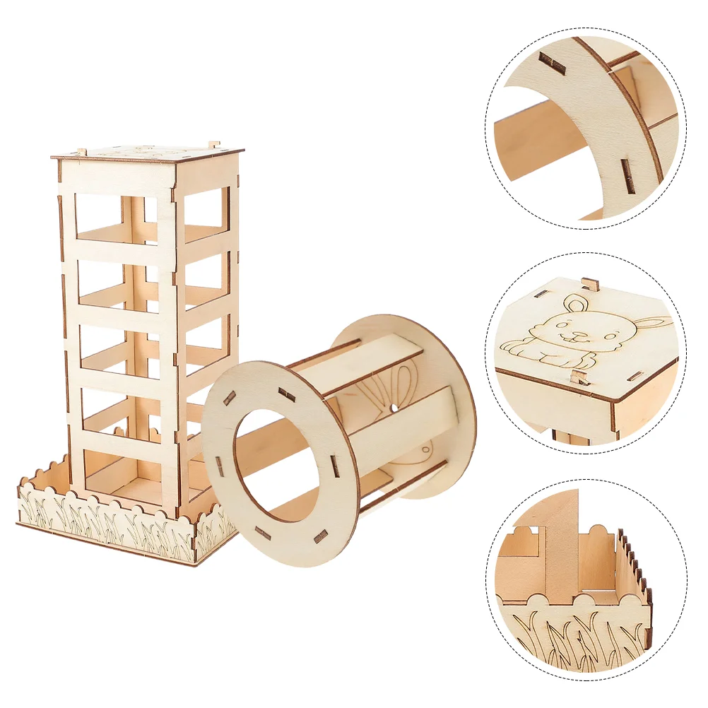 

Hay Rabbit Feeder Wood Bunny Feeding Rack Wooden Feeders Containersgrass Tool Hamster Racks Cage Organizer Shelf Storage Bin