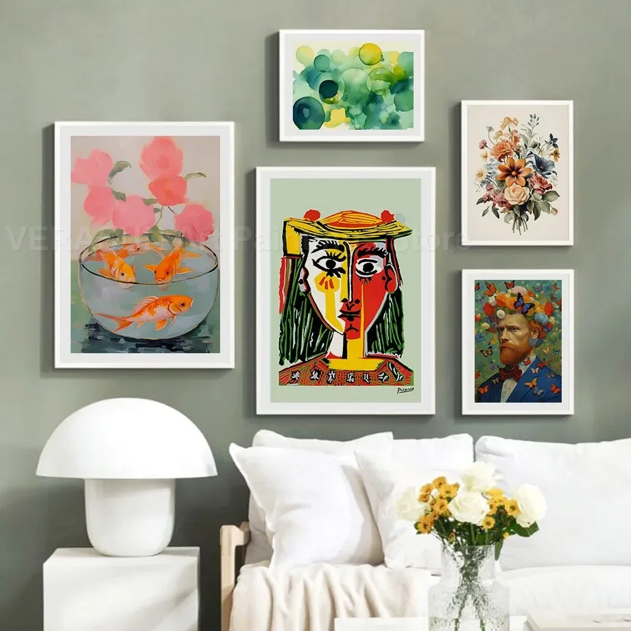 Настенная картина Пикассо матиссе Бабочка змея журавль Черный кот цветочное