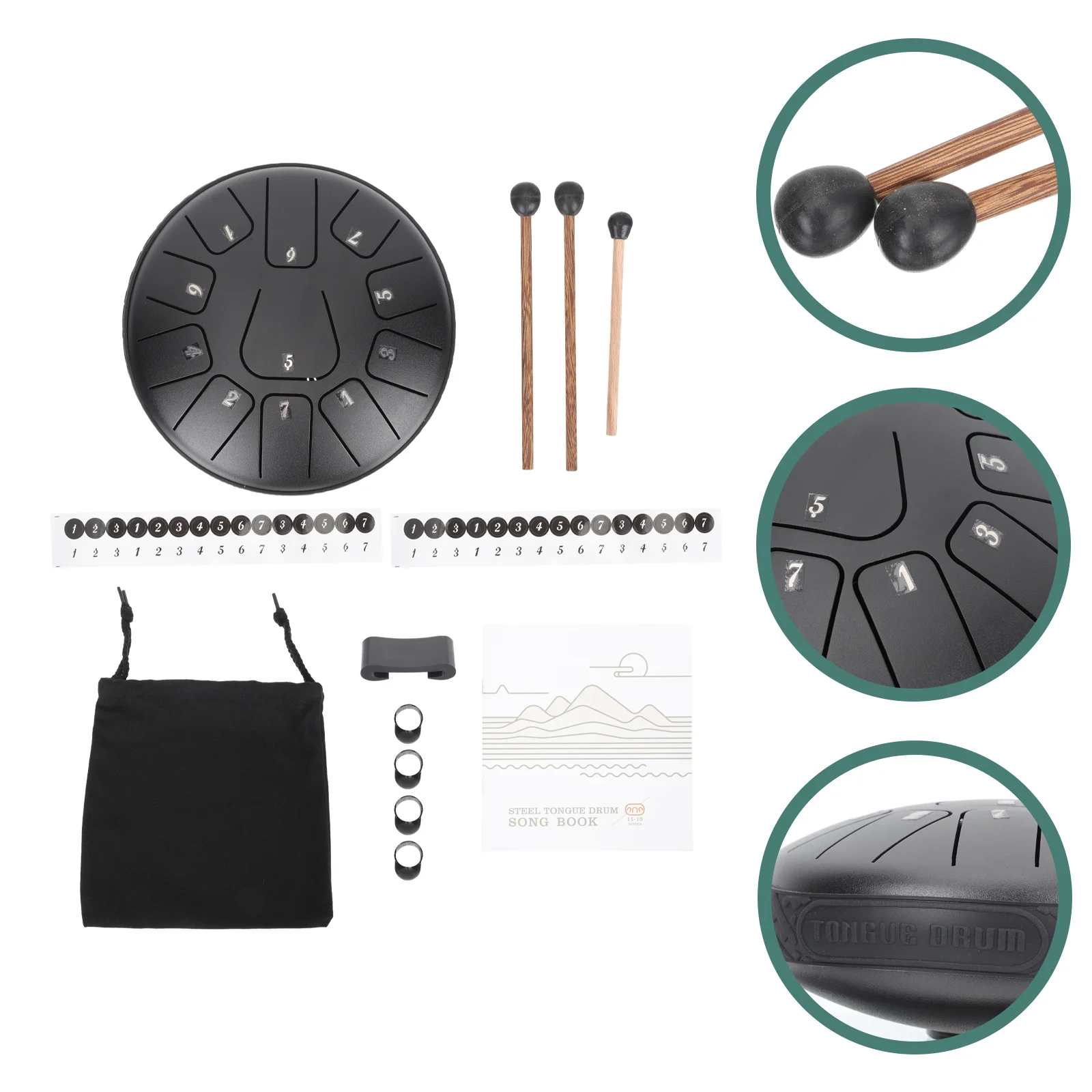 

1 Set Pocket Drum Steel Tongue Drum Practical Ethereal Drum Interesting Instrument