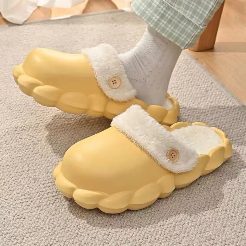

Can be removed and washed cotton slippers female outer wear baotou warm indoor home lovers waterproof non-slip autumn and winter
