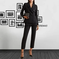 2 piece suit women double breasted slim fit office lady jacket pant evening party prom blazer sets
