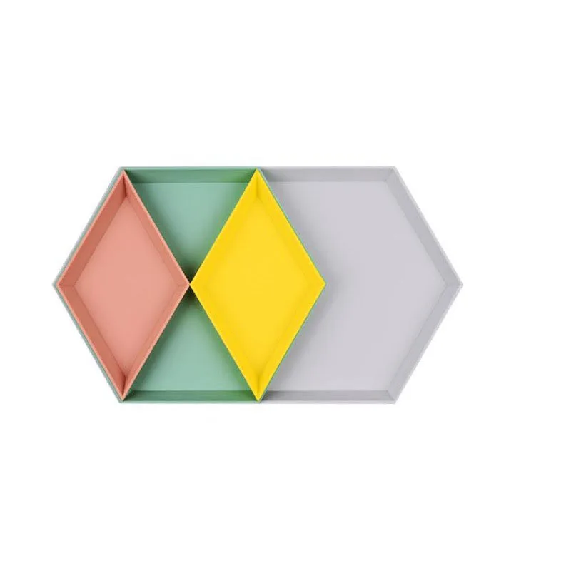 4 шт./компл. инновационный цвет геометрический лоток для хранения PP тарелка чая и