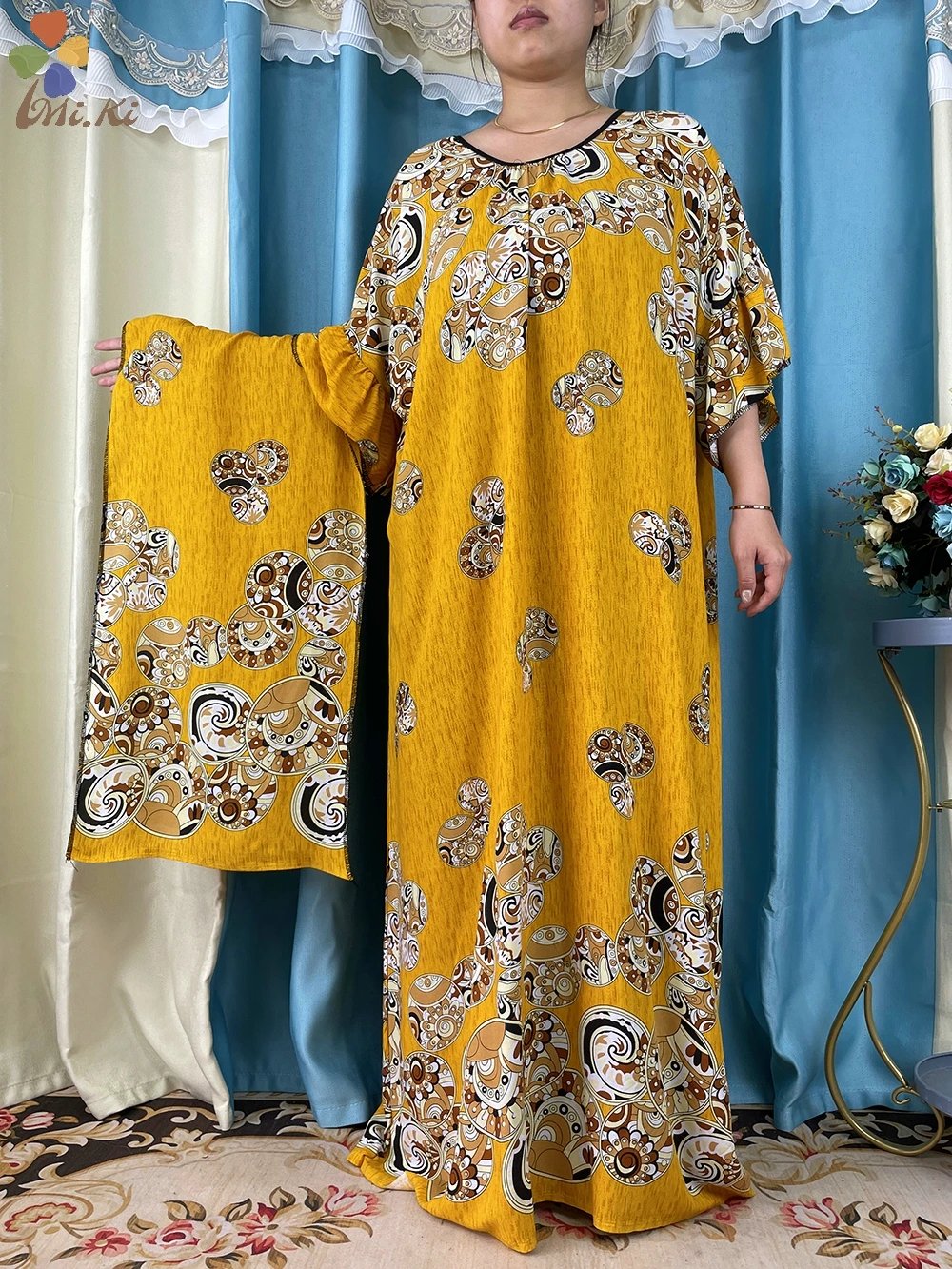 High Quality New African Muslim Dashiki Ababy printed Cotton loose Fitting Dress Women Summer Maxi Casual Islamic Clothing