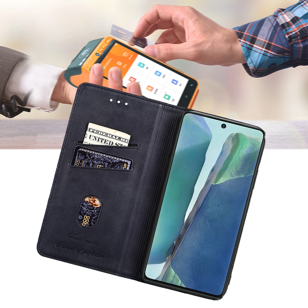 Кожаный чехол-кошелек AIMONCASE для Samsung Galaxy Note Series с магнитной защитой от царапин и